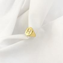 Anel Feminino com Inicial Letra Cravejada Ajustável Banhado a Ouro Anel Feminino com Inicial Letra Cravejada Ajustável Banhado a Ouro