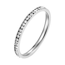 Anel Feminino De Aço Inoxidável Banhado a Ouro E Prata 2mm Com Zircônias Cúbicas Cravejadas - Joia
