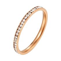 Anel Feminino De Aço Inoxidável Banhado a Ouro E Prata 2mm Com Zircônias Cúbicas Cravejadas - Joia