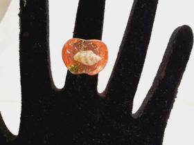 anel feminino de acrilico com detalhes de praia kit 3pç sortido cor e modelo