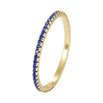 Anel Feminino de Prata 925 com Zircônias Coloridas e Banho de Ouro 14k - Estilo Empilhável