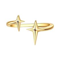 Anel Feminino De Prata 925 Dourado Com Zircônia Estrela E Lua Joia De Casamento De Alta Qualidade