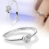 Anel Feminino de Prata com Zircônias - Coração, Estrela, Lua e Flor - Joia para Casamento