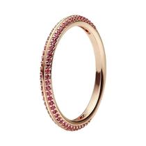 Anel Feminino De Prata Esterlina 925 Com Pedra Rosa Em Forma De Coração E Número Oito, Joia Fina Da