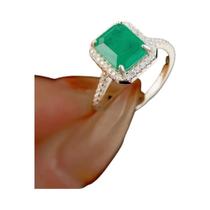 Anel Feminino De Prata Esterlina 925 Com Quatro Garras E Pedra Verde 7x9mm Joia De Moda Para