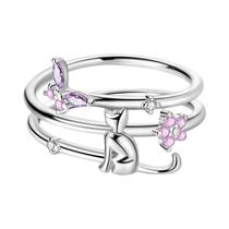 Anel Feminino De Prata Esterlina 925 Com Tulipa, Lótus, Borboleta E Vaga-lume Joia Romântica Para