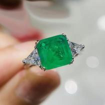Anel Feminino De Prata Esterlina 925 Com Turmalina Paraíba E Esmeralda, Joia De Moda Para Noivado E