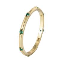 Anel Feminino De Prata Esterlina 925 Com Zircônia Dourada Lisa Branca Redonda Para Aniversário E