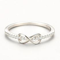 Anel Feminino de Prata Legitimo 925 cravejado c/ Zircônia - Modelo Infinito - Aimée Joias