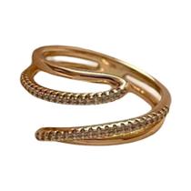 Anel Feminino de Sol em Aço Inoxidável Banhado a Ouro 18k com Pedra Natural