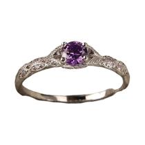Anel Feminino De Zircônia Ametista, Anel De Pedra Preciosa Simples E Fashionável Para Europa E