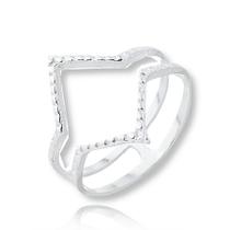 Anel Feminino Delicado Duplo Losango Trabalhado Prata Pura Anel Feminino Delicado Duplo Losango Trabalhado Prata Pura