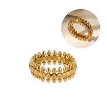 Anel feminino dourado dourado em aço inoxidável banhado a ouro 18k semijoia de luxo Anel feminino dourado dourado em aço inoxidável banhado a ouro 18k semijoia de luxo