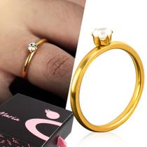 Anel feminino dourado solitario caixinha B..ri..nde casual Anel feminino dourado solitario caixinha B..ri..nde casual