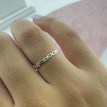 Anel Feminino Elo Coração Prata 925 Legítima
