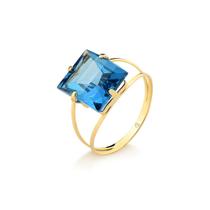 Anel Feminino em Ouro 18k com Pedra Azul