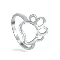 Anel Feminino em Prata 925 Pata Patinha de Cachorro Gato Vazada