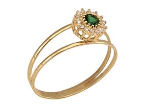 Anel Feminino Estilo Formatura Em Ouro 18K Anel Feminino Estilo Formatura Em Ouro 18K