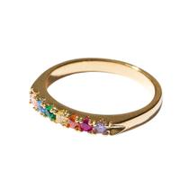 Anel Feminino Fio Colorido Dourado Essential