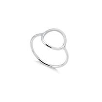 Anel Feminino Geometrico Circulo Vazado Confortável em Prata 925 de lei