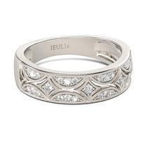 Anel feminino Jeulia Wide Eternity banhado a ouro branco 18k