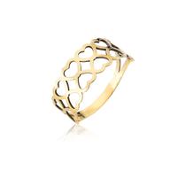 Anel feminino largo coração vazado ouro 18k maciço GM554