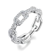 Anel Feminino Moderno Banhado a Platina - Prata 925 - Zircônia Cúbica Anel Feminino Moderno Banhado a Platina - Prata 925 - Zircônia Cúbica