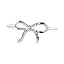 Anel Feminino Moderno Minimalista Com Laço Prateado Presente De Festa Fashion