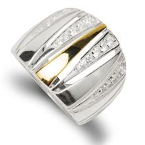 Anel Feminino Prata 925 e Aplique em Ouro 14K Charme Anel Feminino Prata 925 e Aplique em Ouro 14K Charme
