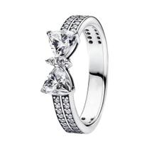 Anel Feminino Prata 925 - Rosa, Arco, Coração, Sol e Lua com Cristais Coloridos