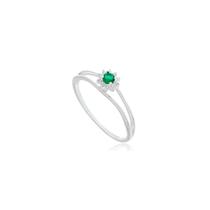 Anel Feminino Prata 925 Solitário Verde Joia de Formatura Elegante Anel Feminino Prata 925 Solitário Verde Joia de Formatura Elegante