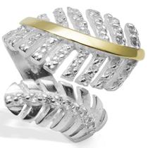 Anel Feminino Prata 925 Zircônias e Filete de Ouro Luxo Anel Feminino Prata 925 Zircônias e Filete de Ouro Luxo