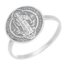 Anel Feminino Prata 950 Medalha São Bento Estilo Moderno