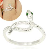 Anel Feminino Prata Legitima Cobra Pedra Zirconia