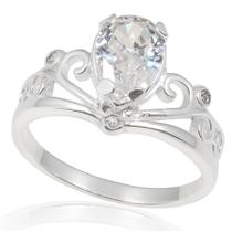 Anel Feminino Prata Pura Coroa Princesa Pedra Solitaria Zirconia Anel Feminino Prata Pura Coroa Princesa Pedra Solitaria Zirconia