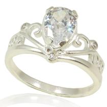 Anel Feminino Prata Pura Coroa Princesa Pedra Solitaria Zirconia - Lojas La+Ny