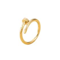 Anel feminino prego dourado aço inoxidável banhado ouro 18k semijoia de luxo