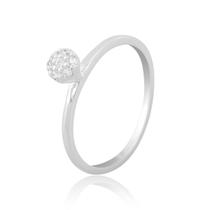 Anel Feminino Solitário Banhado Prata 925 Pedras Cravejadas