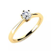 Anel Feminino Solitário Ouro 18k Zircônia Debutante Noivado Debutante FIno Aparador Presente 15 anos Gala Festa Delicado