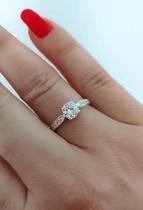 Anel Feminino Solitário Pedras Zircônias Prata De Lei 925