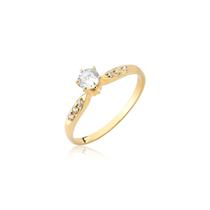 Anel Feminino solitário reforçado 6 garras 5mm OURO 10k A80