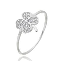 Anel Feminino Trevo Sorte Cravejado Zirconia Prata Legitima Anel Feminino Trevo Sorte Cravejado Zirconia Prata Legitima