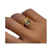 Anel Feminino Vintage Banhado a Ouro 18K Em Aço Inoxidável Com Zircônia, Formato Triangular, Anel Feminino Vintage Banhado a Ouro 18K Em Aço Inoxidável Com Zircônia, Formato Triangular,