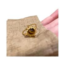 Anel Feminino Vintage De Pedra Olho De Tigre Dourado Com Design Irregular Joia Delicada Para