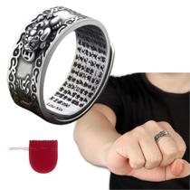 Anel Feng Shui Pixiu Prateado Riqueza Amuleto Regulável