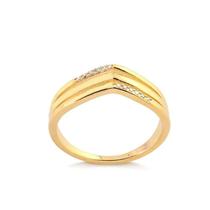 Anel Filetes Cravejado E Liso Com Zircônias Folheado A Ouro
