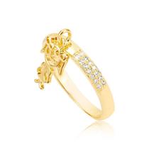 Anel Filha Amada Menina com Zircônias Folheada a Ouro 18k