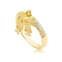 Anel Filhas Amadas Duas Meninas com Zircônias Folheado a Ouro 18k