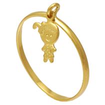 Anel Filhos com Uma Menina Folheado em Ouro 18K Softjoias