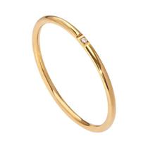 Anel Fino De 1mm Com Zircônia Cúbica Redonda Completa Para Mulheres, Anel Minimalista Empilhável Em
